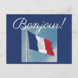 Bonjour! mit der Flagge Frankreichs Postkarte