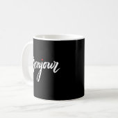 Bonjour mit einem roten Herz Kaffeetasse (Vorderseite Links)