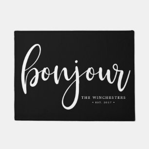 Bonjour (mit Namen) Fußmatte