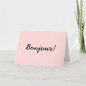 Bonjour Modern Script Cream Ivory Design Karte (Vorderseite)