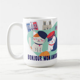 Bonjour Mon Amour | French Culture Cats Gift Kaffeetasse