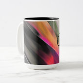 Bonjour Mon Chéri. Abstrakte Malerei Zweifarbige Tasse (Vorderseite Links)