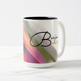 Bonjour Mon Chéri. Abstrakte Malerei Zweifarbige Tasse