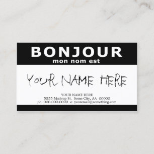 BONJOUR mon noir name tag
