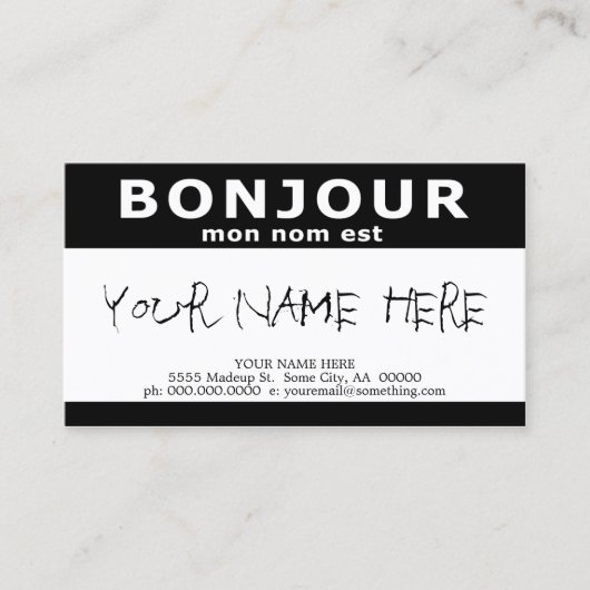 BONJOUR mon noir name tag (Vorderseite)