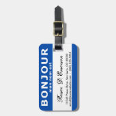 BONJOUR mon nom est (blau) Gepäckanhänger (Vorderseite vertikal)