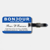BONJOUR mon nom est (blau) Gepäckanhänger (Rückseite horizontal)