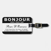 BONJOUR mon nom est (noir) Gepäckanhänger (Vorderseite horizontal)