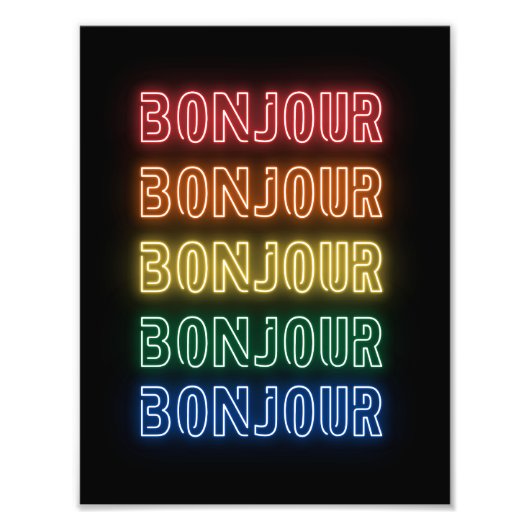 Bonjour Neon Themed Modern Rainbow  Fotodruck (Vorne)