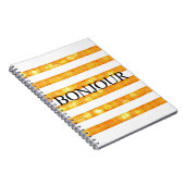 Bonjour orange Streifen Bokeh Notizblock (Rechte Seite)