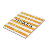 Bonjour Orange Stripe Bokeh Fliese (Seite)