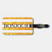 Bonjour Orange Stripe Bokeh Gepäckanhänger (Rückseite horizontal)