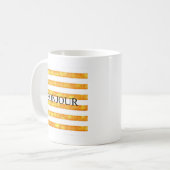 Bonjour Orange Stripe Bokeh Kaffeetasse (Vorderseite Links)