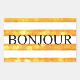 Bonjour Orange Stripe Bokeh Rechteckiger Aufkleber