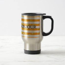 Bonjour Orange Stripe Bokeh Reisebecher