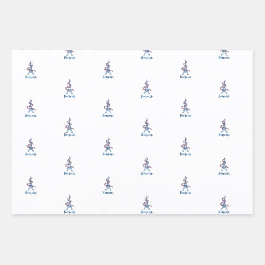 Bonjour Packpapier Geschenkpapier Set (Vorderseite 2)