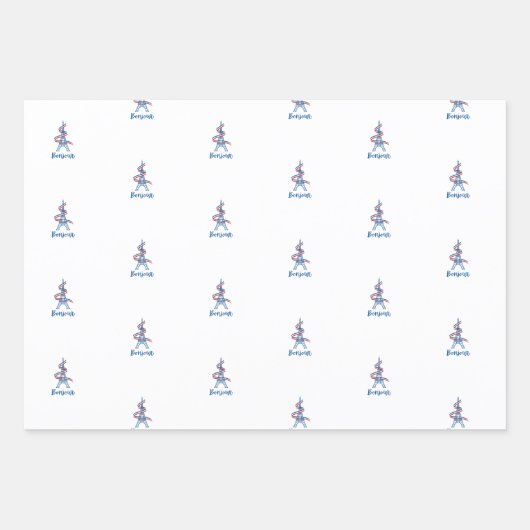 Bonjour Packpapier Geschenkpapier Set (Vorderseite)