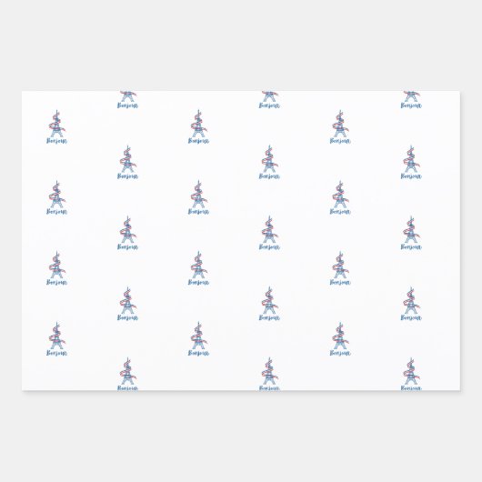 Bonjour Packpapier Geschenkpapier Set (Vorderseite 3)