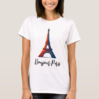 Bonjour Paris betiteltes Reise-T-Shirt-Design T-Shirt