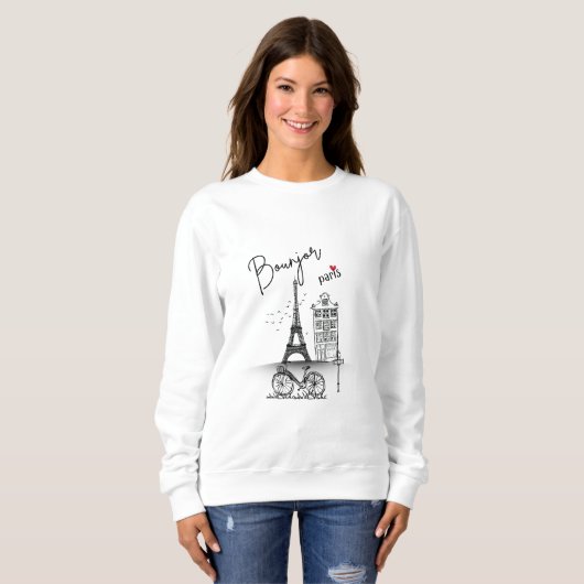 Bonjour Paris: Chic Minimalistisch Design Sweatshirt (Vorne ganz)