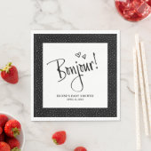 Bonjour! Paris Doodle Sketch Personalisiert Napkin Serviette (Beispiel)
