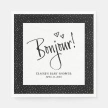 Bonjour! Paris Doodle Sketch Personalisiert Napkin