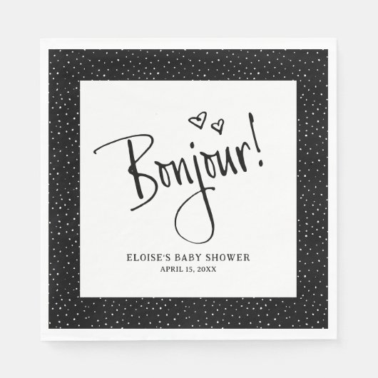 Bonjour! Paris Doodle Sketch Personalisiert Napkin Serviette (Vorderseite)