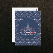 Bonjour Paris Eiffel Tower Blumenmuster Postkarte