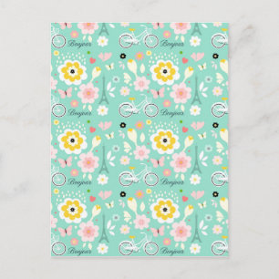 Bonjour Paris Eiffel Tower Design Postkarte