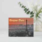 Bonjour Paris Eiffel Tower European Art Postkarte (Stehend Vorderseite)