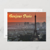 Bonjour Paris Eiffel Tower European Art Postkarte (Vorne/Hinten)