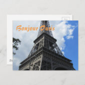 Bonjour Paris Eiffel Tower Nah-up Foto Postkarte (Vorne/Hinten)
