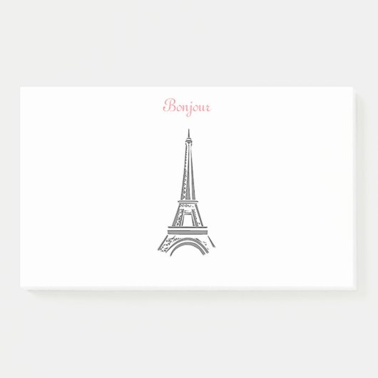 Bonjour Paris Eiffelturm-Anmerkungen Post-it Klebezettel (Vorderseite)