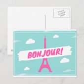 Bonjour Paris Frankreich Eiffelturm Postkarte (Vorne/Hinten)
