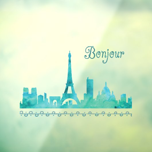 Bonjour Paris Frankreich Silhouette Fensteraufkleber (Blatt 3)