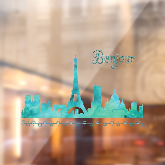 Bonjour Paris Frankreich Silhouette  Fensteraufkleber (Blatt 2)