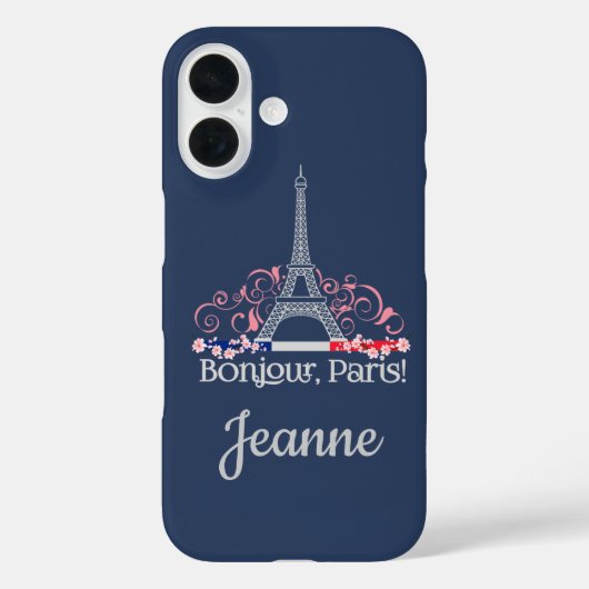 Bonjour Paris French Chic Personalized Name Case-Mate iPhone Hülle (Rückseite)