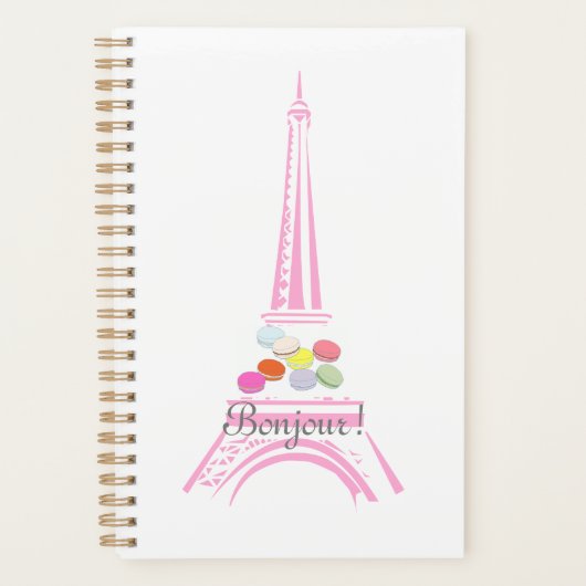 Bonjour Paris French Macaron Eiffel Tower Planer (Vorderseite)