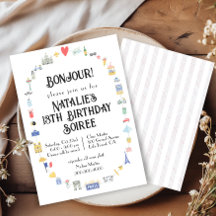 Bonjour Paris Icon Geburtstagsparty Einladung