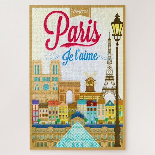 Bonjour Paris Je T'aime Travel Puzzle (Vertikal)