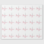 Bonjour Paris mit Eiffelturm Geschenkpapier (Flach)