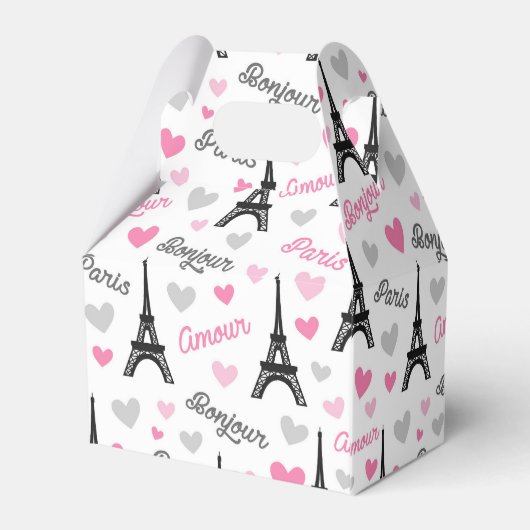 Bonjour Paris Muster Gastgeschenk Box Geschenkschachtel (Rückseite)