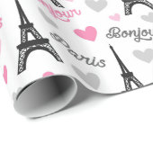 Bonjour Paris Muster Party Packung Geschenkpapier (Rolleneckpunkt)