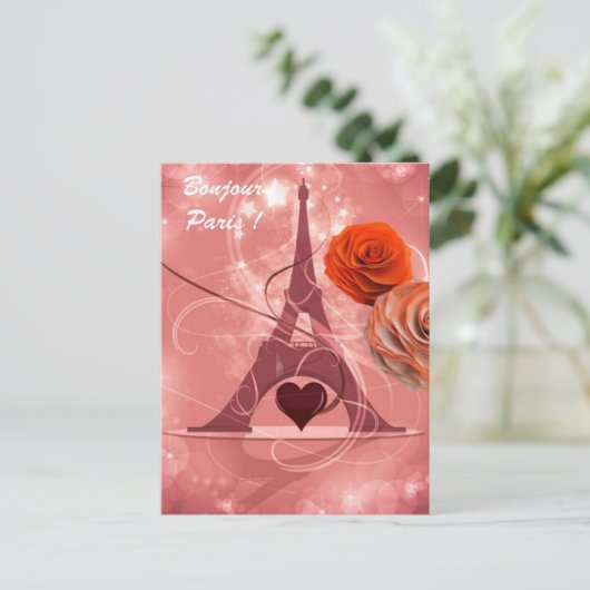 Bonjour Paris! Postkarte (Stehend Vorderseite)