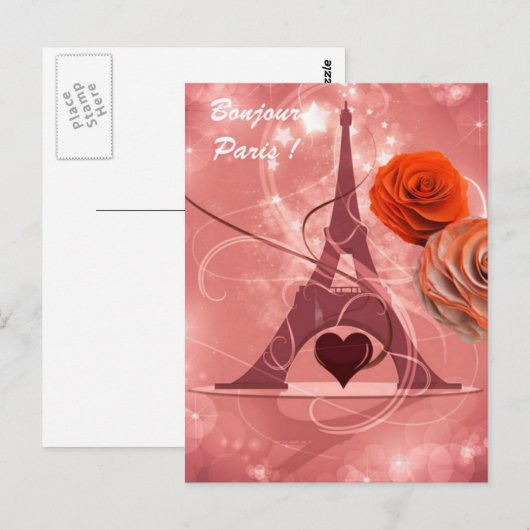 Bonjour Paris! Postkarte (Vorne/Hinten)