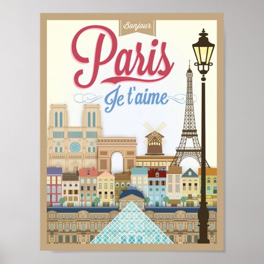 Bonjour Paris Travel Poster (Vorne)