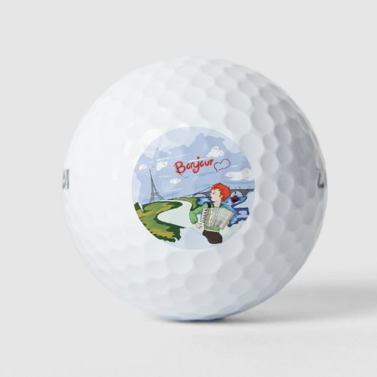Bonjour Paris Zeichnend Golfball (Vorderseite)