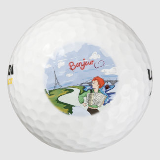 Bonjour Paris Zeichnend Golfball
