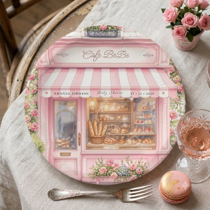 Bonjour Pariser Café Bebe Rosa Babyparty Pappteller