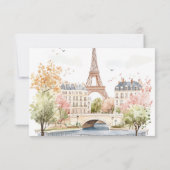 Bonjour Personalized Parisian Watercolor Mitteilungskarte (Rückseite)